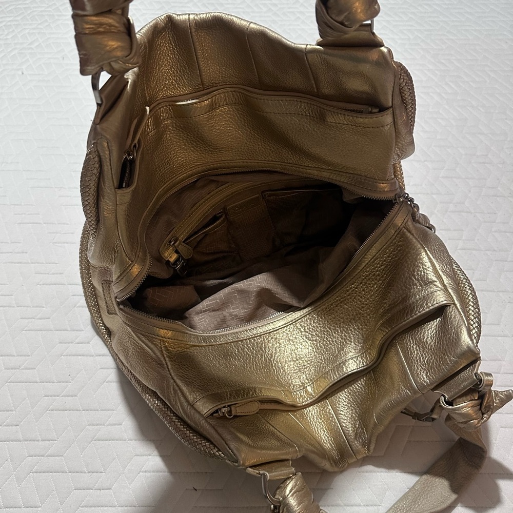 Cole Haan Metallic Gold Pebbled Large Leather Hobo - Picture 5 of 12